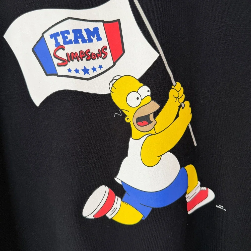 The Simpsons Homer Team Simpsons Black Long Sleeve Graphic T-Shirt Large 2018